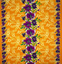 Triple Lily Border With Tropical Flowers And Leaves Rayon Fabric - Teal/Fuchsia, Green/Blue, Rust/Orange, Purple/Red, Yellow/Purple, Orange/Blue, 36" X 45" (1 Yard)