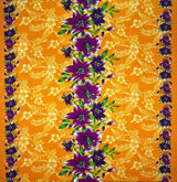 Triple Lily Border With Tropical Flowers And Leaves Rayon Fabric - Teal/Fuchsia, Green/Blue, Rust/Orange, Purple/Red, Yellow/Purple, Orange/Blue, 36" X 45" (1 Yard)