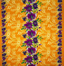 Rayon Fabric Triple Lily Border Tropical Flowers Leaves