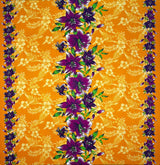 Triple Lily Border With Tropical Flowers And Leaves Rayon Fabric - Teal/Fuchsia, Border Print, 36" X 45" (1 Yard)