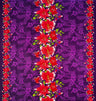 Triple Lily Border With Tropical Flowers And Leaves Rayon Fabric - Teal/Fuchsia, Green/Blue, Rust/Orange, Purple/Red, Yellow/Purple, Orange/Blue, 36" X 45" (1 Yard)
