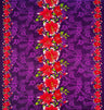 Rayon Fabric Triple Lily Border Tropical Flowers Leaves