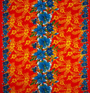 Rayon Fabric Triple Lily Border Tropical Flowers Leaves