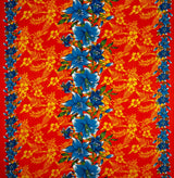 Triple Lily Border With Tropical Flowers And Leaves Rayon Fabric - Teal/Fuchsia, Border Print, 36" X 45" (1 Yard)