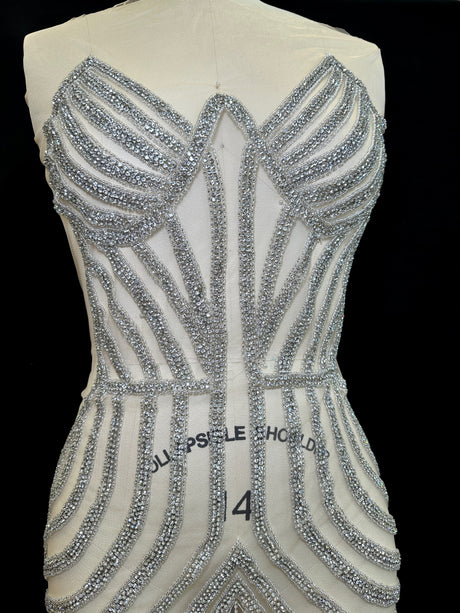 Silver Rhinestone Bodice Applique