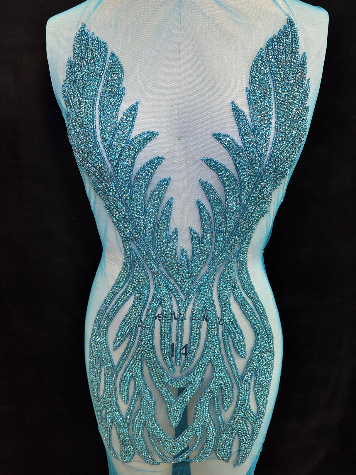Turquoise Rhinestone Bodice Applique