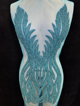 Turquoise Rhinestone Bodice Applique