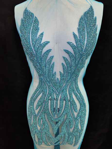 Turquoise Rhinestone Bodice Applique