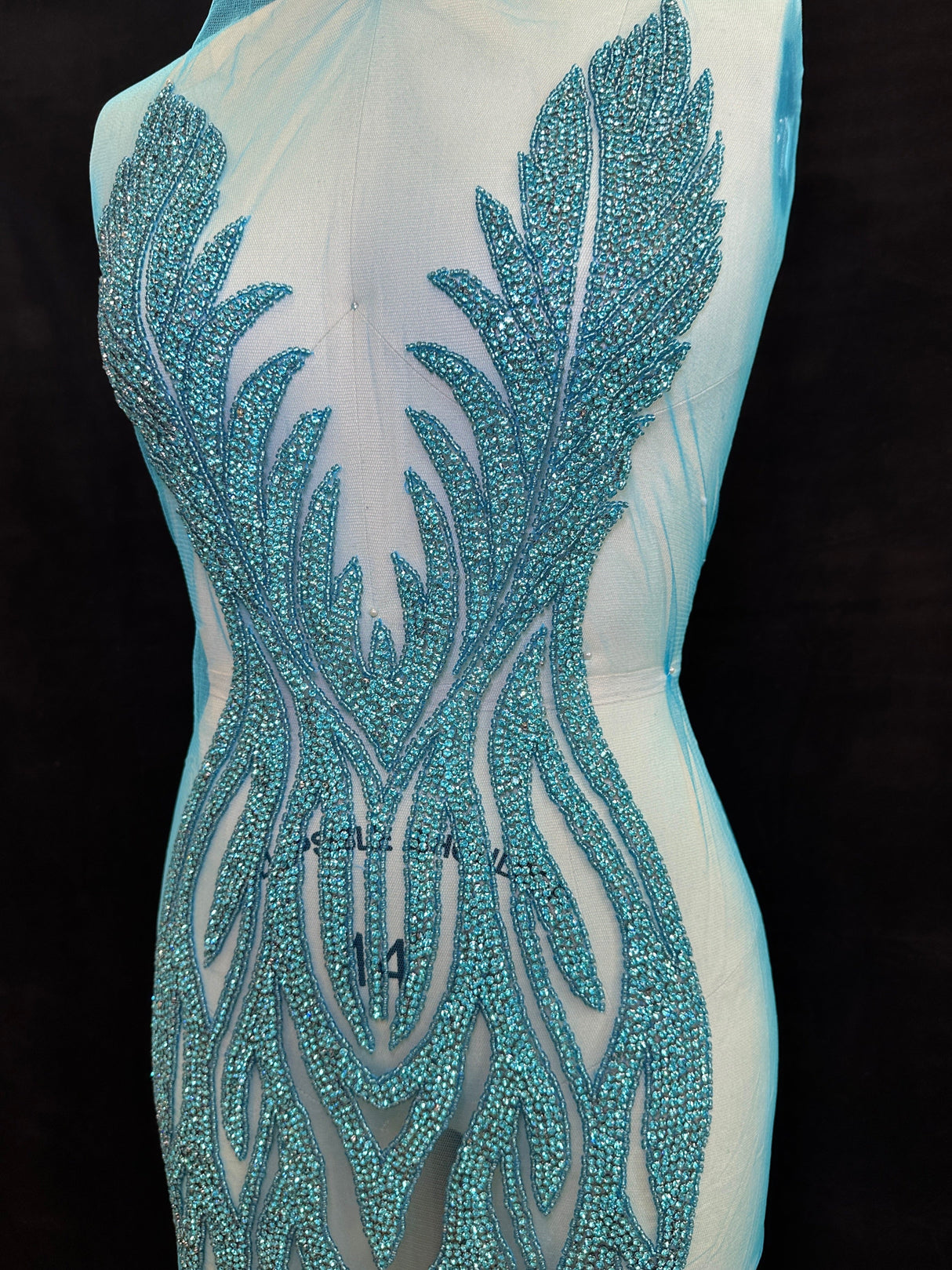 Turquoise Rhinestone Bodice Applique