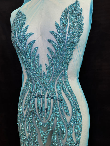 Turquoise Rhinestone Bodice Applique