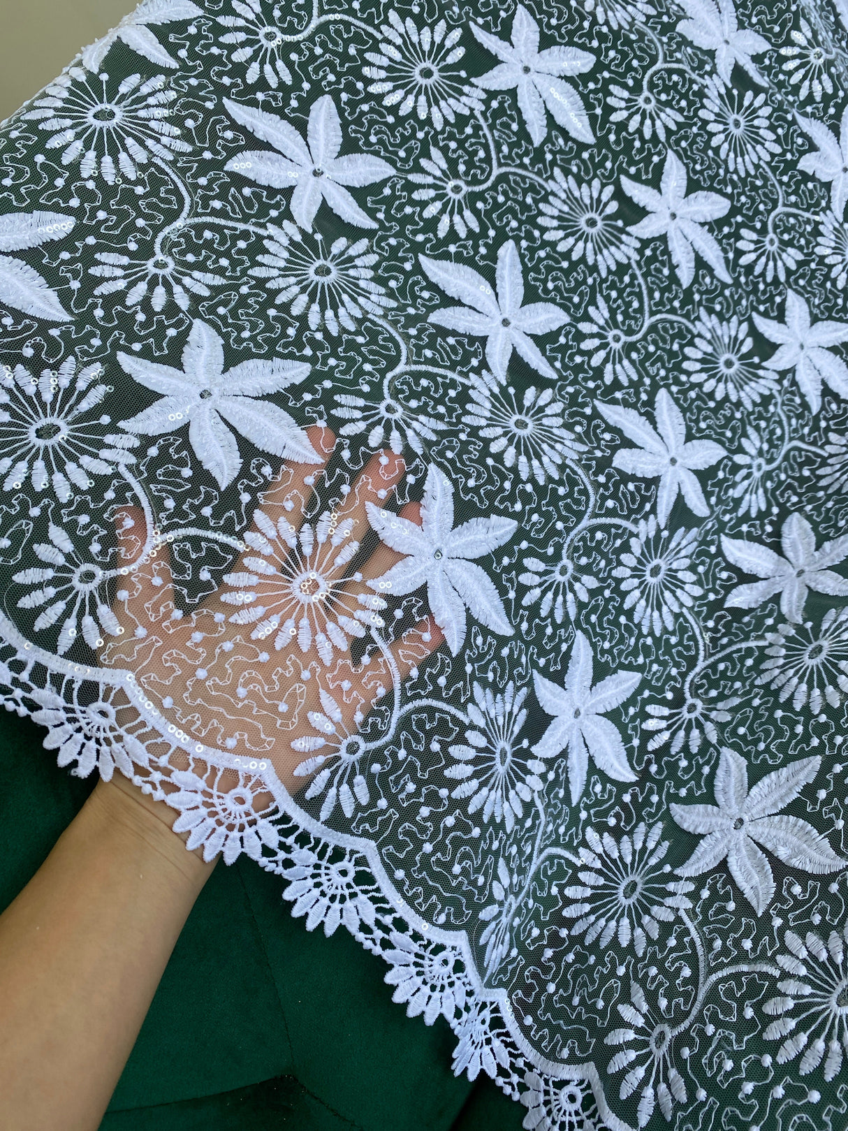 Bridal White Dainty Lace on Mesh