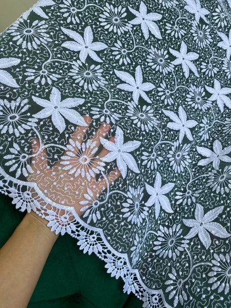 Bridal White Dainty Lace on Mesh