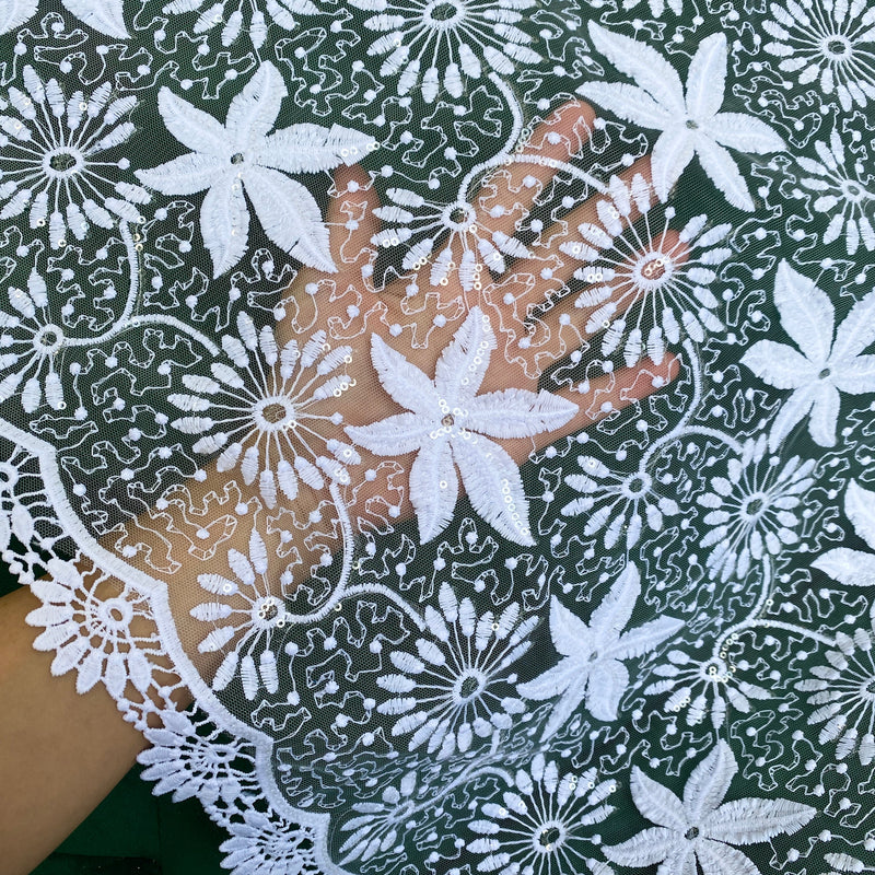 Bridal White Dainty Lace on Mesh