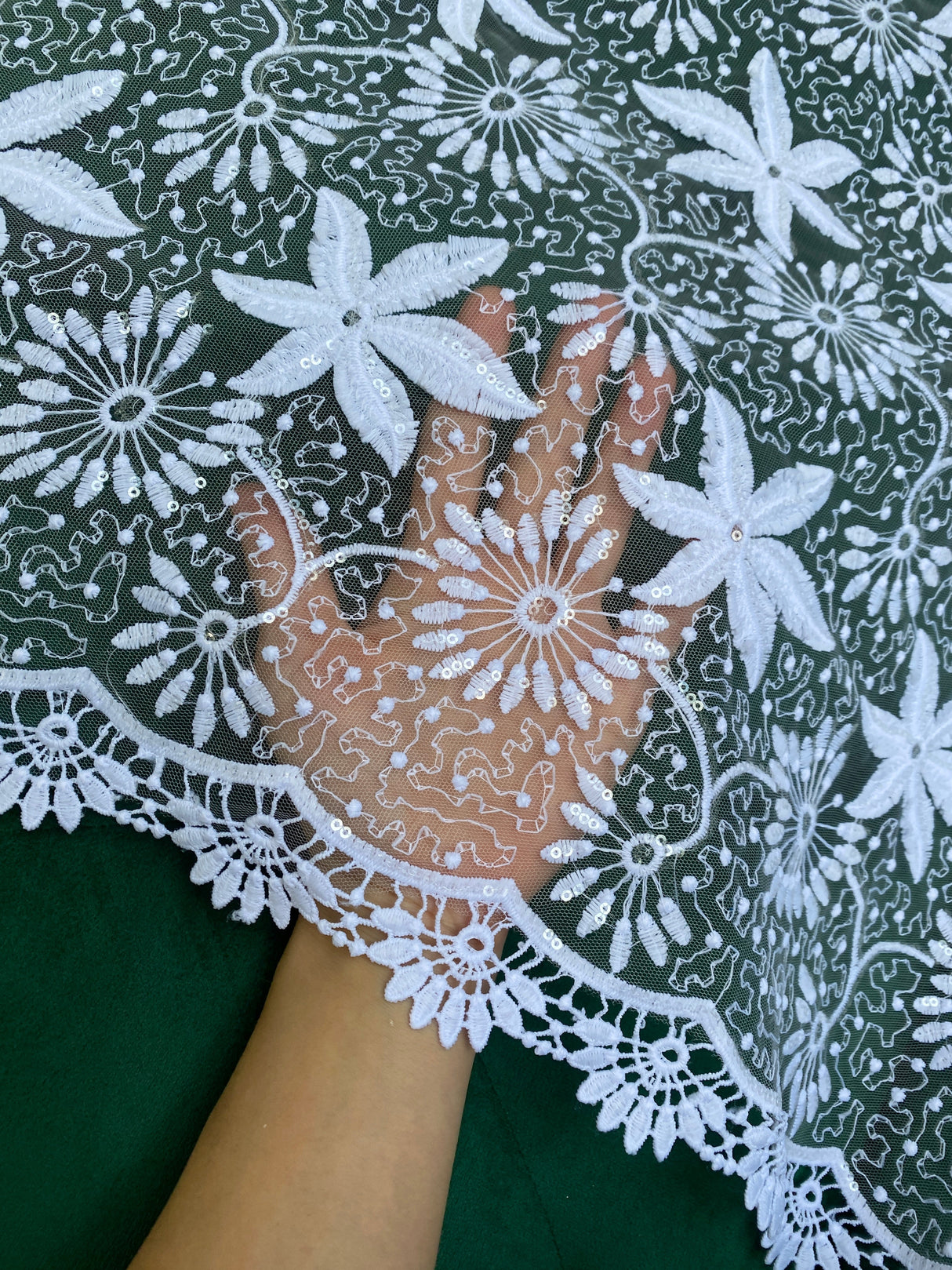 Bridal White Dainty Lace on Mesh