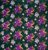 Hibiscus Plumeria Tropical Leaves Clusters 100 Percent Rayon Fabric - Red, Hunter Green, Royal, Navy Tropical Floral Print, 36" X 45" (1 Yard)