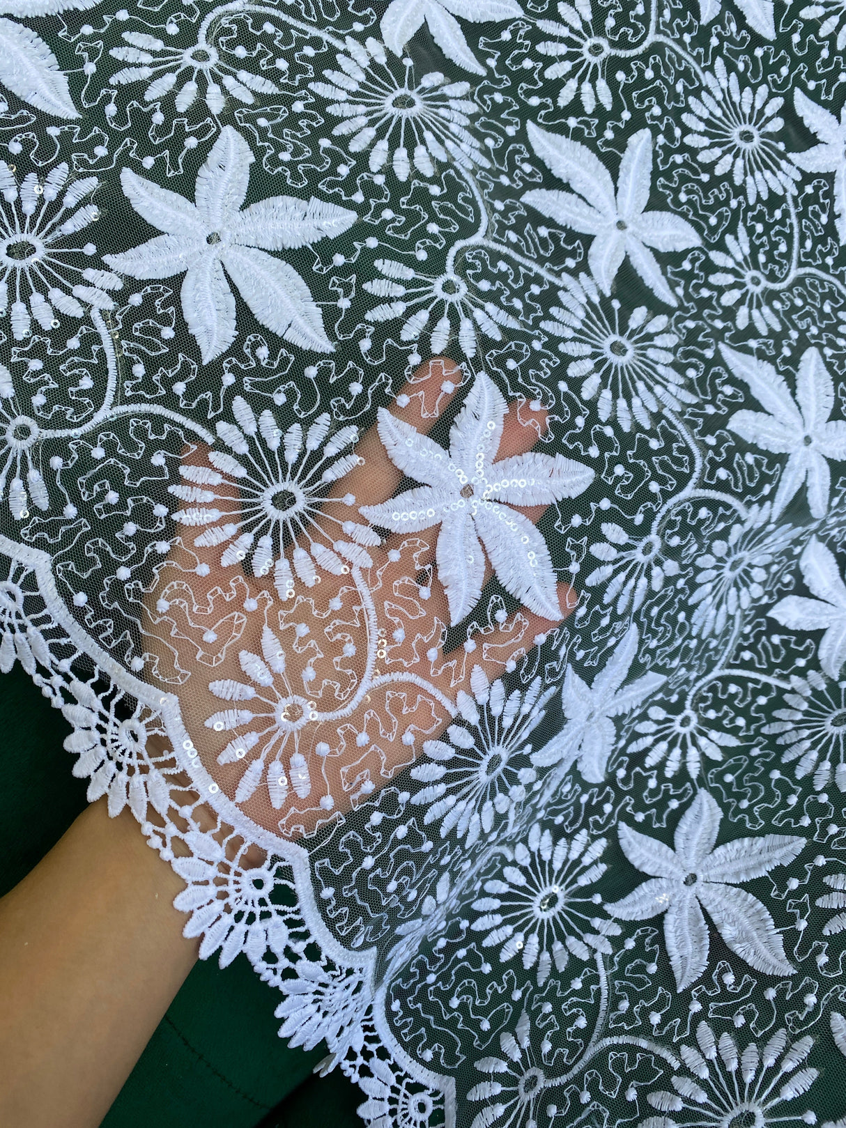Bridal White Dainty Lace on Mesh