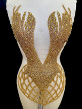 Gold Rhinestone Bodice Applique