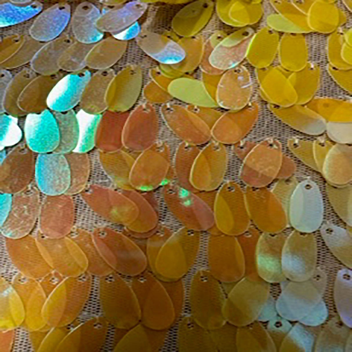 Polyester Sequin Mesh Fabric Dangling Oval Holographic 50"