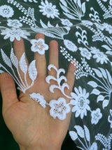 White Floral Embroidered Lace