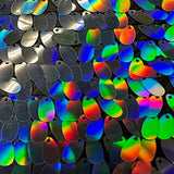 Polyester Sequin Mesh Fabric Dangling Oval Holographic 50"