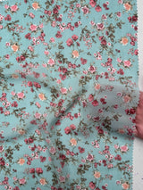 Printed Chiffon Mint Mini Flowers