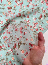 Printed Chiffon Mint Mini Flowers