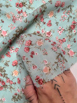 Printed Chiffon Mint Mini Flowers