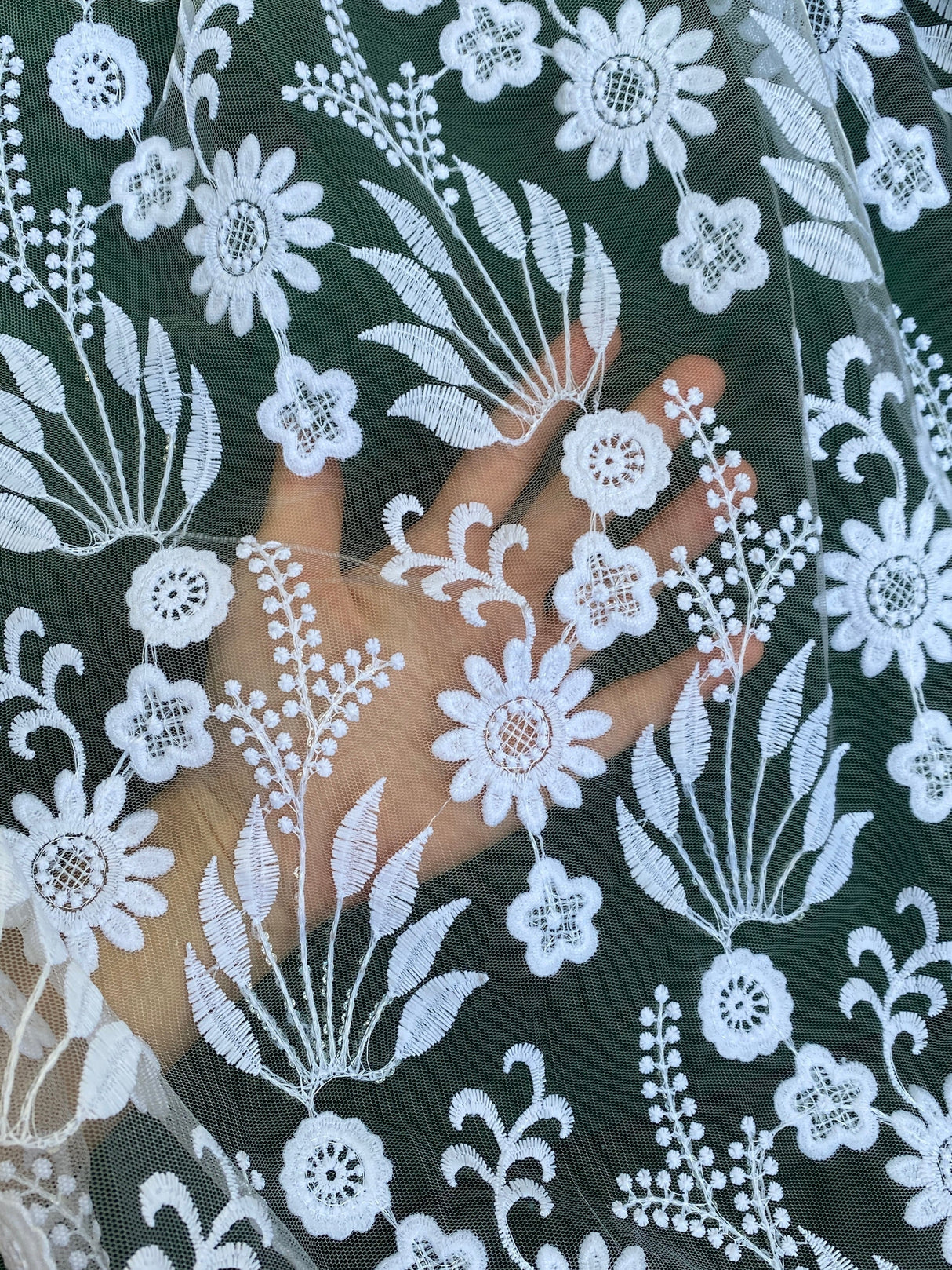 White Floral Embroidered Lace