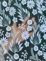 White Floral Embroidered Lace