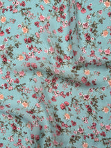 Printed Chiffon Mint Mini Flowers