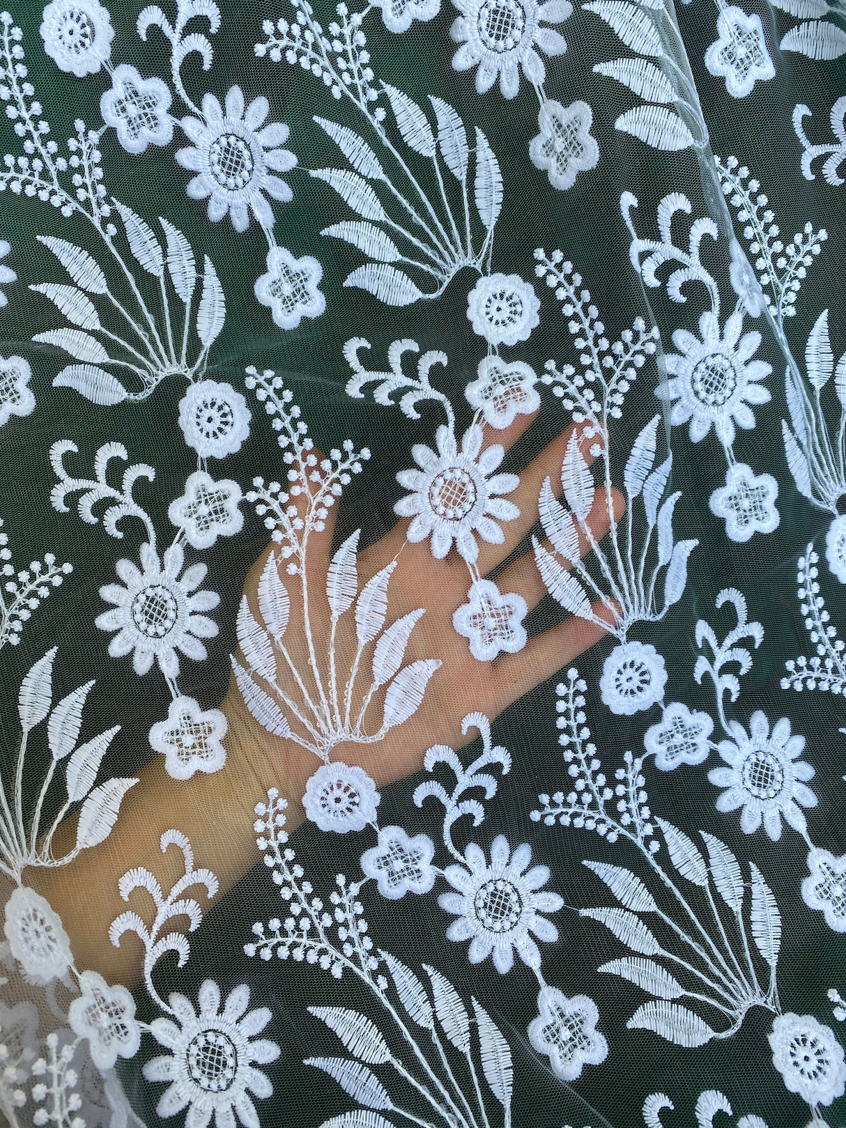 White Floral Embroidered Lace