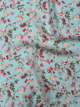 Printed Chiffon Mint Mini Flowers