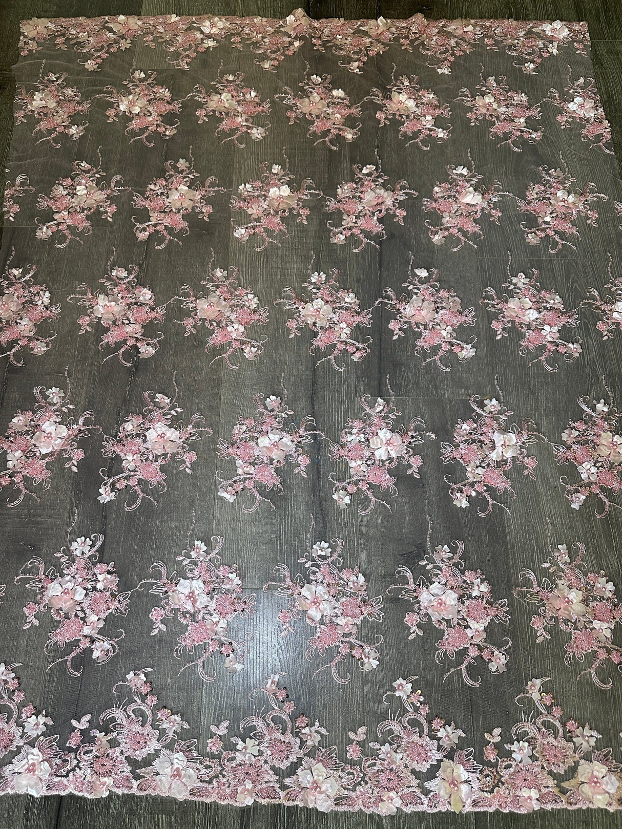 3D Floral Embroidered Beaded Tulle Lace