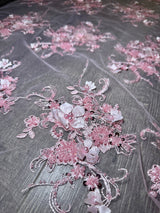 3D Floral Embroidered Beaded Tulle Lace