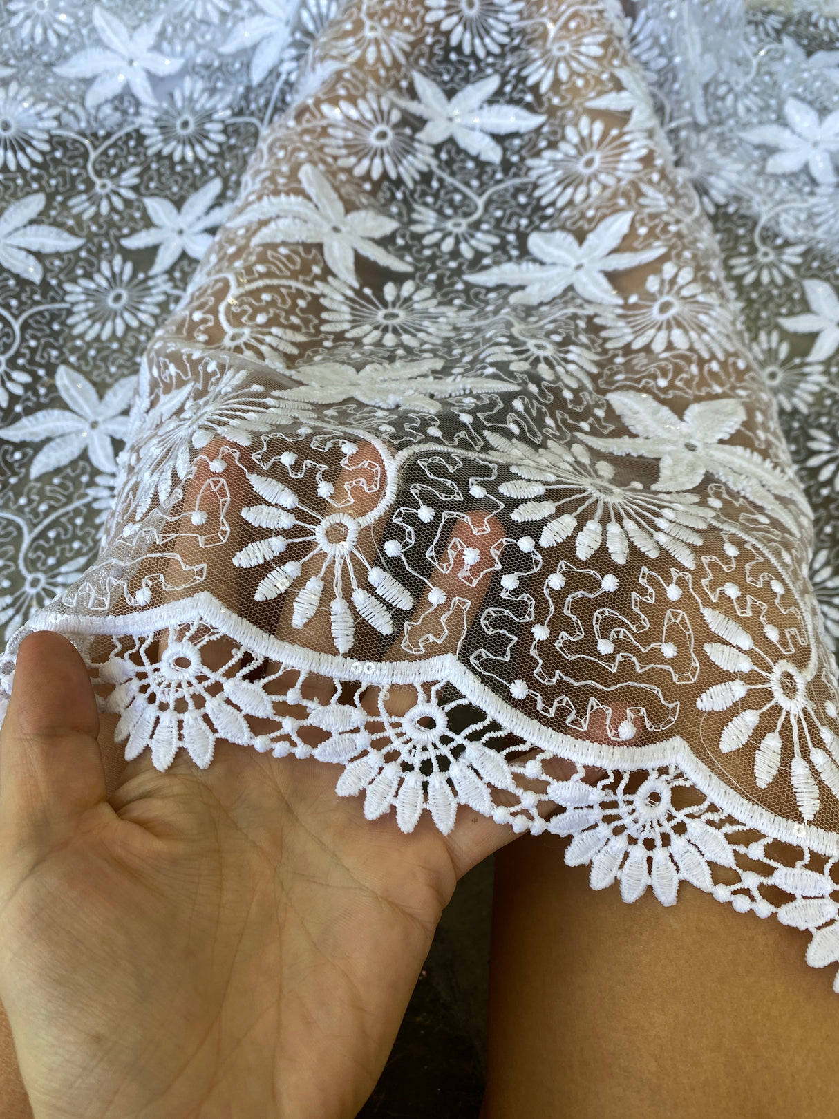 Bridal White Dainty Lace on Mesh