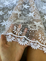 Bridal White Dainty Lace on Mesh