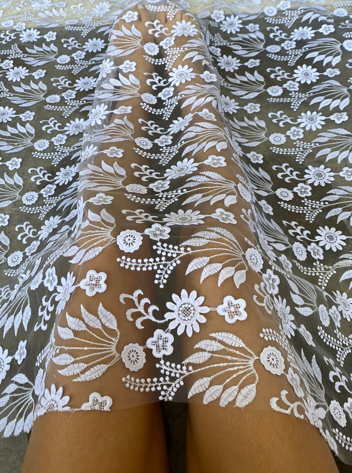 White Floral Embroidered Lace