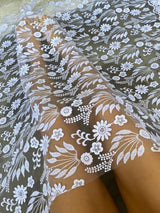 White Floral Embroidered Lace