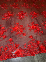 Stretch 3D Floral Beaded Tulle Lace