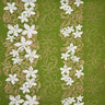Tiare Garden Glitter Polyester Fabric - Various Color Background, White And Glitter Gold Floral Plumeria Design, 60" Width (1 Yard)