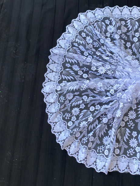 White Floral Embroidered Lace