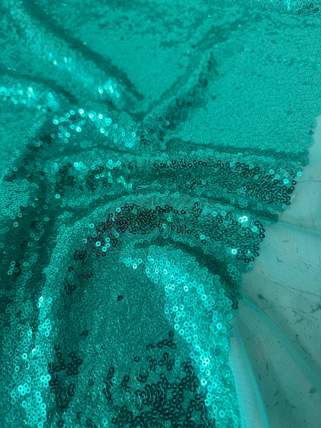 Stretch Sequin on Mesh Mint Green