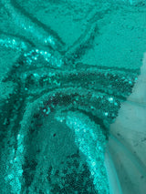 Stretch Sequin on Mesh Mint Green