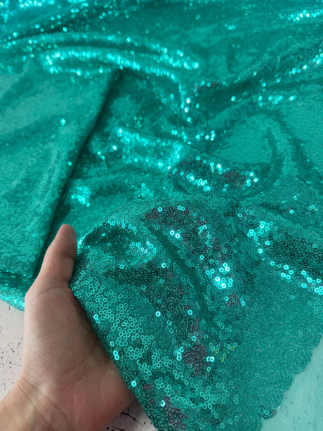 Stretch Sequin on Mesh Mint Green