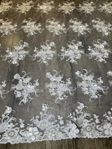3D Floral Embroidered Beaded Tulle Lace