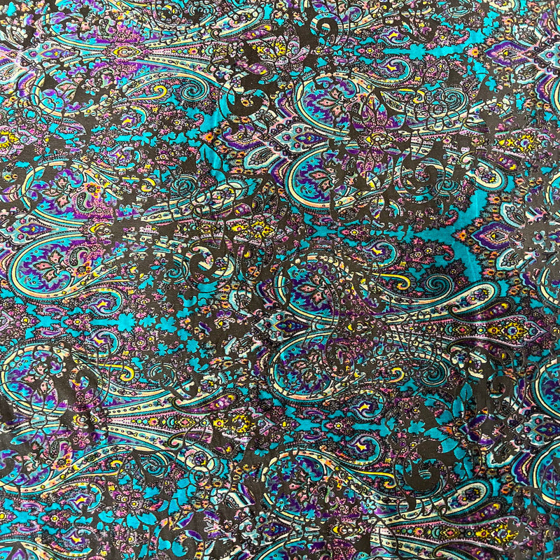 Sur Multicolor Burnout Stretch Velvet Fabric - Multicolor Burnout, 60" Width, 4-Way Stretch, 250 GSM (1 Yard)