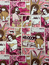 Pink Comic Book Print Spandex Fabric - Pink Comic Book Print, 58"/60" Width (1 Yard)