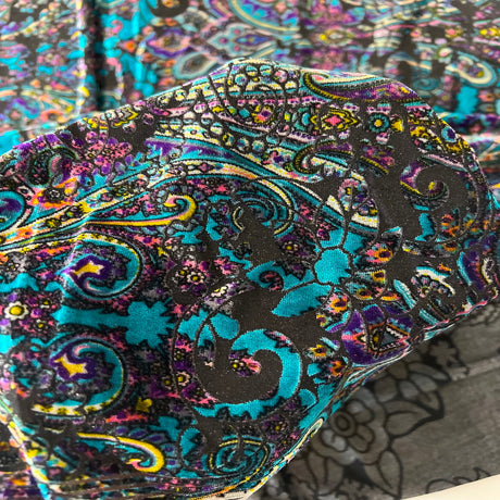 Burnout Stretch Velvet Fabric Multicolor