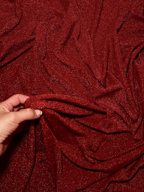 Stretch Metallic Lurex Knit Burgundy