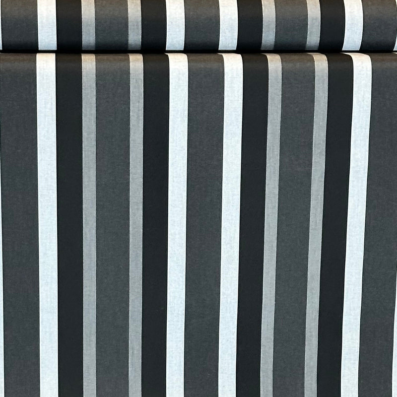 Sunbrella Shade Solution Dyed Acrylic Fabric - Black Vertical Stripes, 47" Width (By The Yard)